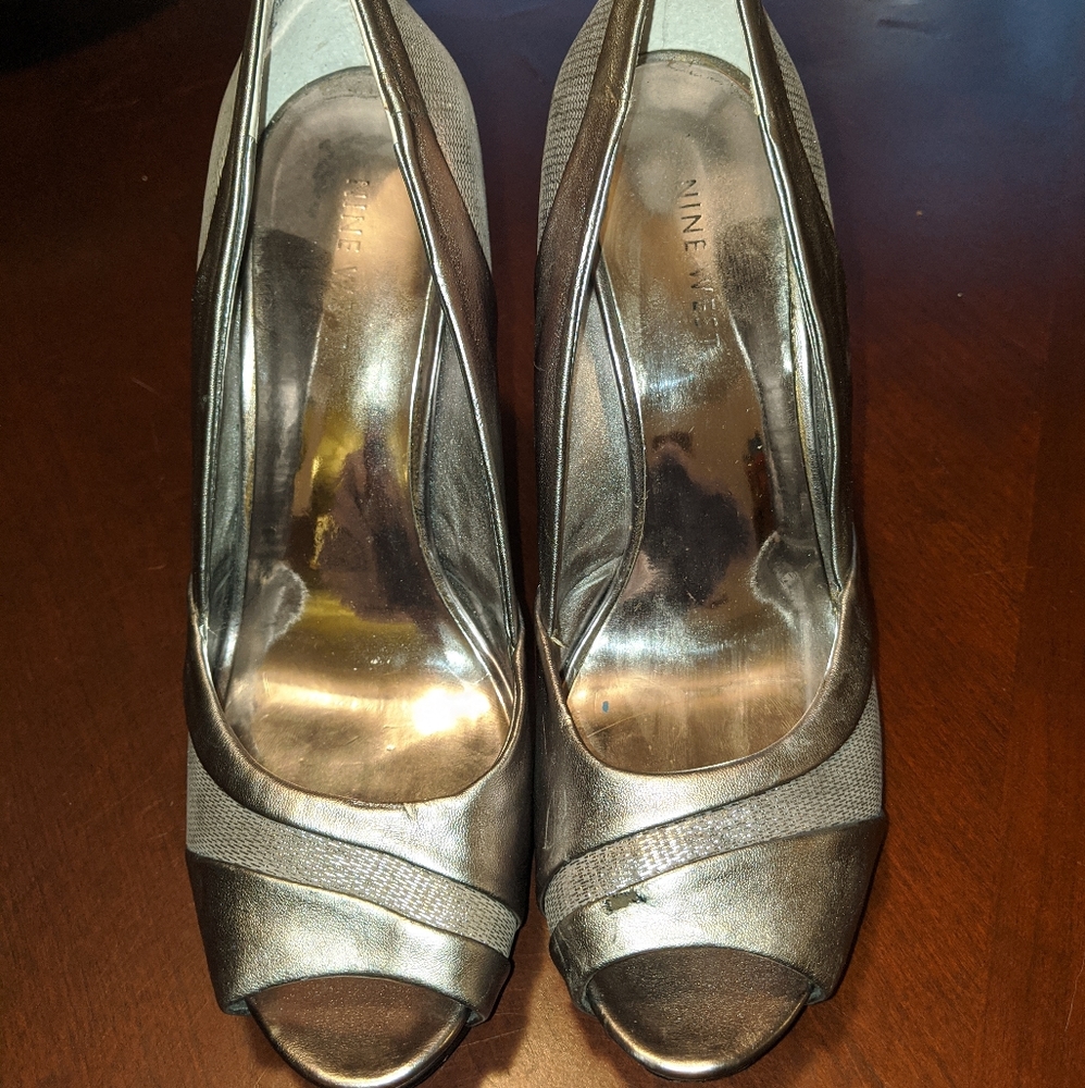 Silver Nine West Heels